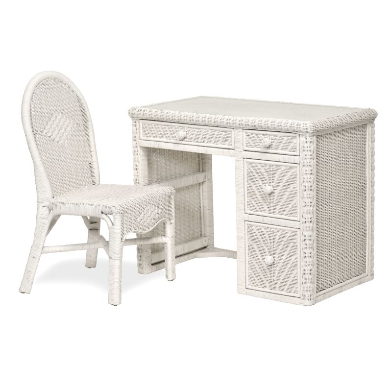 Santa-Cruz-desk-chair-set-drawer--Wicker-detail-Tropical-white-finish