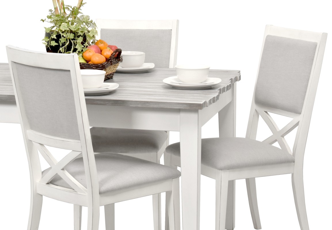 Picket-Fence-casual-wood-dining-table-staged-dapple -gray-white-finish